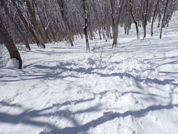 帰りの井戸の壁はすぐに雪崩れます。